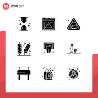 Universal Icon Symbols Group of 9 Modern Solid Glyphs of sweet halloween error christmas waste Editable Vector Design Elements