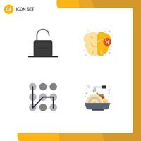 Flat Icon Pack of 4 Universal Symbols of lock protection security knowledge security Editable Vector Design Elements