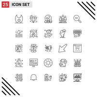 Pack of 25 Modern Lines Signs and Symbols for Web Print Media such as zoom search investment winners pedestal Editable Vector Design Elements