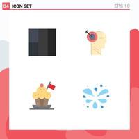 Modern Set of 4 Flat Icons Pictograph of grid cooker hat focus chef wavy pool Editable Vector Design Elements