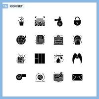 Set of 16 Modern UI Icons Symbols Signs for security lock bag internet money Editable Vector Design Elements