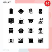 User Interface Pack of 16 Basic Solid Glyphs of development computer labour coding can Editable Vector Design Elements