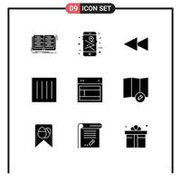 Universal Icon Symbols Group of 9 Modern Solid Glyphs of site design backward laundry drip dry Editable Vector Design Elements