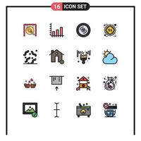 Universal Icon Symbols Group of 16 Modern Flat Color Filled Lines of rotten target disk promotion discount Editable Creative Vector Design Elements