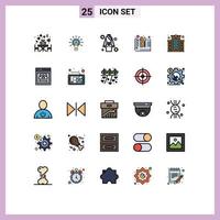 Universal Icon Symbols Group of 25 Modern Filled line Flat Colors of prototyping design touch here creative shower Editable Vector Design Elements