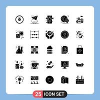 Modern Set of 25 Solid Glyphs and symbols such as transport motor speaker tour pin Editable Vector Design Elements