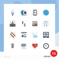 16 User Interface Flat Color Pack of modern Signs and Symbols of building equipment back to school earth automation Editable Pack of Creative Vector Design Elements