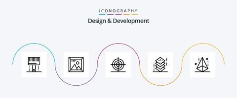 Design and Development Line 5 Icon Pack Including s. design. picture. coding. math vector