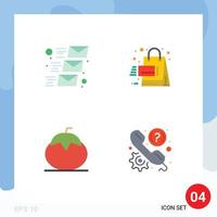 User Interface Pack of 4 Basic Flat Icons of email fruit email message sales tomato Editable Vector Design Elements