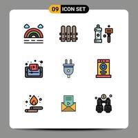 Set of 9 Modern UI Icons Symbols Signs for electric smartphone cleaning mobile e Editable Vector Design Elements