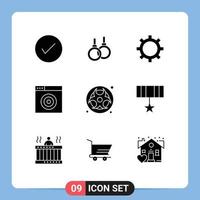 User Interface Pack of 9 Basic Solid Glyphs of waste hazard healthcare gas internet Editable Vector Design Elements