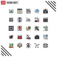 Mobile Interface Filled line Flat Color Set of 25 Pictograms of communication network hacker computing cloud Editable Vector Design Elements