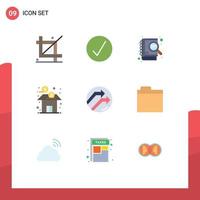 User Interface Pack of 9 Basic Flat Colors of stock finance multimedia business seo Editable Vector Design Elements
