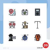 Set of 9 Modern UI Icons Symbols Signs for reel record devices player technology Editable Vector Design Elements