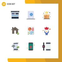 Universal Icon Symbols Group of 9 Modern Flat Colors of estate check tourist buildings funding Editable Vector Design Elements