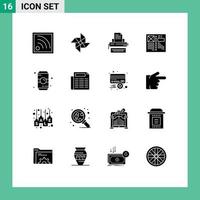 Set of 16 Modern UI Icons Symbols Signs for cane layout type grid browser Editable Vector Design Elements