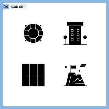 Universal Solid Glyphs Set for Web and Mobile Applications beach layout buildings shops flag Editable Vector Design Elements