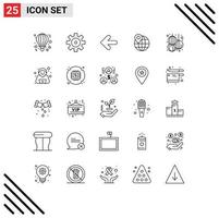 Set of 25 Modern UI Icons Symbols Signs for new chinese arrow pin globe Editable Vector Design Elements