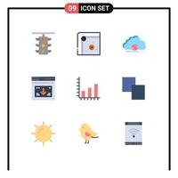9 Universal Flat Colors Set for Web and Mobile Applications website page play internet data Editable Vector Design Elements