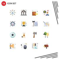 16 User Interface Flat Color Pack of modern Signs and Symbols of gear experiment complex promotion concept personal up gradation Editable Pack of Creative Vector Design Elements