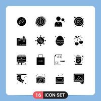 Group of 16 Solid Glyphs Signs and Symbols for dacoment user reduce interface cancel Editable Vector Design Elements