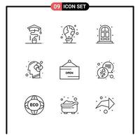 Group of 9 Outlines Signs and Symbols for e puzzle earth solution human Editable Vector Design Elements