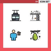 4 Thematic Vector Filledline Flat Colors and Editable Symbols of sky lift home vehicles crain human Editable Vector Design Elements