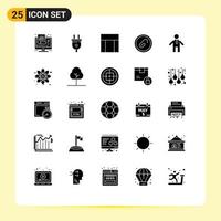 25 User Interface Solid Glyph Pack of modern Signs and Symbols of pin extension power plug document website Editable Vector Design Elements