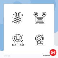 4 Line concept for Websites Mobile and Apps custom earrings space recording music world Editable Vector Design Elements