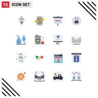 Group of 16 Flat Colors Signs and Symbols for blood media player education media research Editable Pack of Creative Vector Design Elements