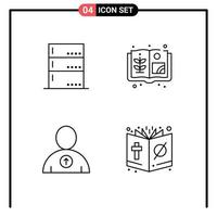 Universal Icon Symbols Group of 4 Modern Filledline Flat Colors of admin user server farm book Editable Vector Design Elements