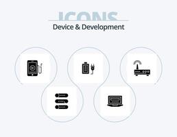 Device And Development Glyph Icon Pack 5 Icon Design. wifi. education. music. plug. battery vector