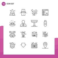 Modern Set of 16 Outlines Pictograph of sweet develop green coding app Editable Vector Design Elements