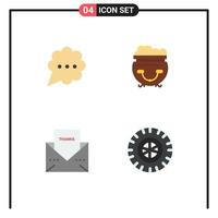 Pictogram Set of 4 Simple Flat Icons of bubble message food american thanksgiving Editable Vector Design Elements