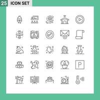 Group of 25 Lines Signs and Symbols for play technology management smart electronic Editable Vector Design Elements