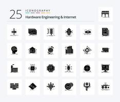 Hardware Engineering And Internet 25 Solid Glyph icon pack including infrastructure. computing. electronic. traffic. monitoring vector