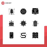 Set of 9 Commercial Solid Glyphs pack for hospital medicine tape medical online Editable Vector Design Elements