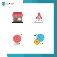 4 Creative Icons Modern Signs and Symbols of shop hit launch startup success Editable Vector Design Elements