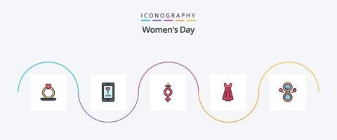 De las mujeres día línea lleno plano 5 5 icono paquete incluso símbolo. símbolo. ocho. Boda vector