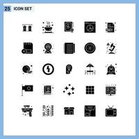 Set of 25 Modern UI Icons Symbols Signs for document presentation certificate internet diploma Editable Vector Design Elements