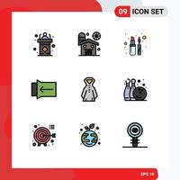 Mobile Interface Filledline Flat Color Set of 9 Pictograms of rain touch farming slide mascara Editable Vector Design Elements