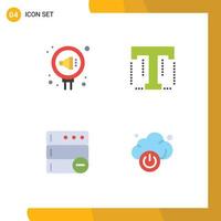 4 Universal Flat Icons Set for Web and Mobile Applications management database relation text server Editable Vector Design Elements