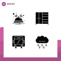 Set of 4 Modern UI Icons Symbols Signs for bell truck service wardrobe cloud Editable Vector Design Elements