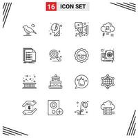 Universal Icon Symbols Group of 16 Modern Outlines of check arrow advertising network cloud Editable Vector Design Elements