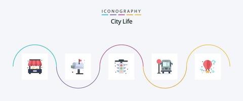 ciudad vida plano 5 5 icono paquete incluso ciudad vida. globo. vida. aire globo. vida vector