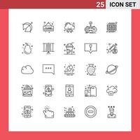 Mobile Interface Line Set of 25 Pictograms of antivirus gamepad cloud game check Editable Vector Design Elements