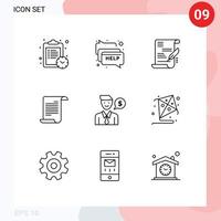 9 Outline concept for Websites Mobile and Apps dollar work business man american Editable Vector Design Elements