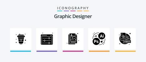 Graphic Designer Glyph 5 Icon Pack Including sketch. board. designer. art. branding. Creative Icons Design vector