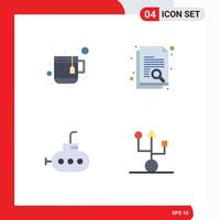 Editable Vector Line Pack of 4 Simple Flat Icons of cup computers document search gadget Editable Vector Design Elements