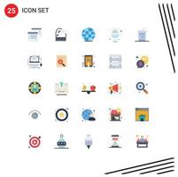 User Interface Pack of 25 Basic Flat Colors of takeaway cola globe mirror sink Editable Vector Design Elements